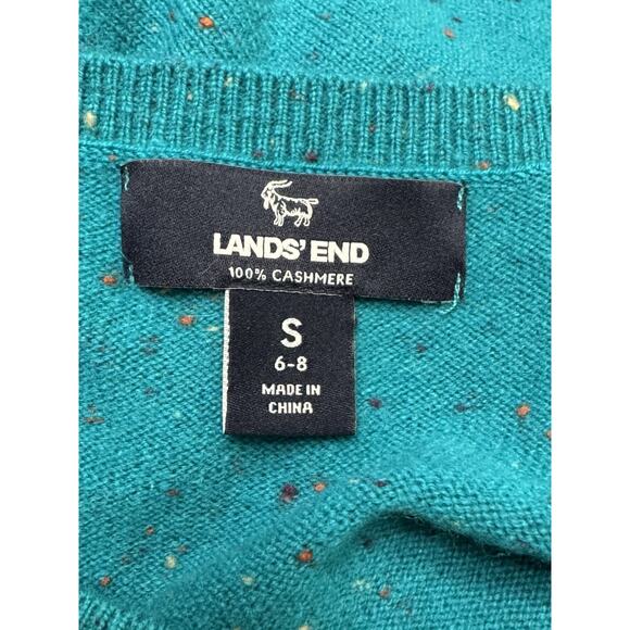 Lands End 100% Cashmere Twin Sweater Set Women’s Small 6-8 Button Cardigan Teal - Picture 8 of 9